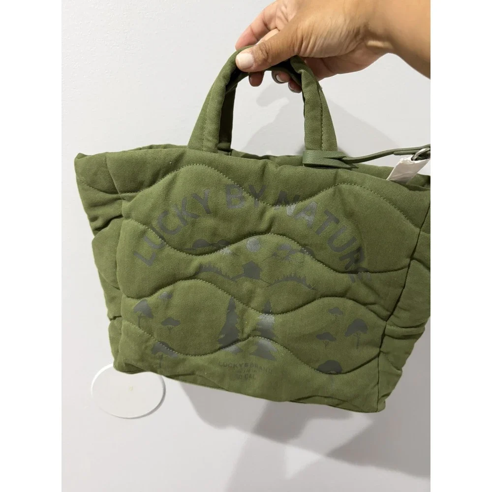Lucky Brand Lucky By‎ Nature Womens Tote Bag Loden Green Multi Quilted Design L